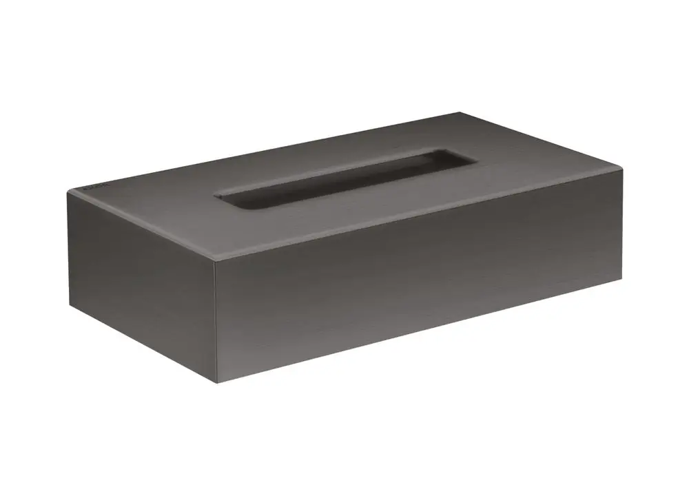 Kosmetiktuchbox aus brüniertem Metall mit schlichter Oberfläche. Design von AXOR, geeignet für den Einsatz in modernen Badezimmern oder weiteren Wohnbereichen.
